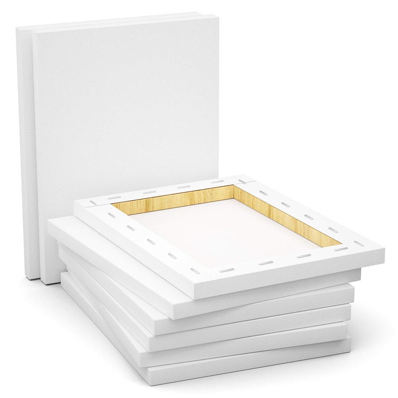 GOTIDEAL Stretched Canvas, 9x12 Inch Set of 8, Primed White - 100% Cotton Artist Canvas Boards for Painting, Acrylic Pouring, Oil Paint Dry & Wet Art Media - Image 4